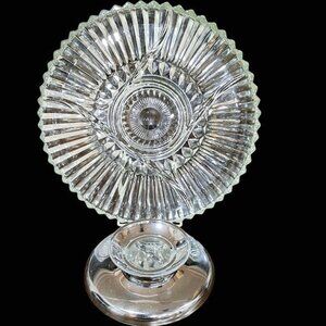 Vintage Kromex Lazy Susan, Relish Tray; 12"; MCM; glass